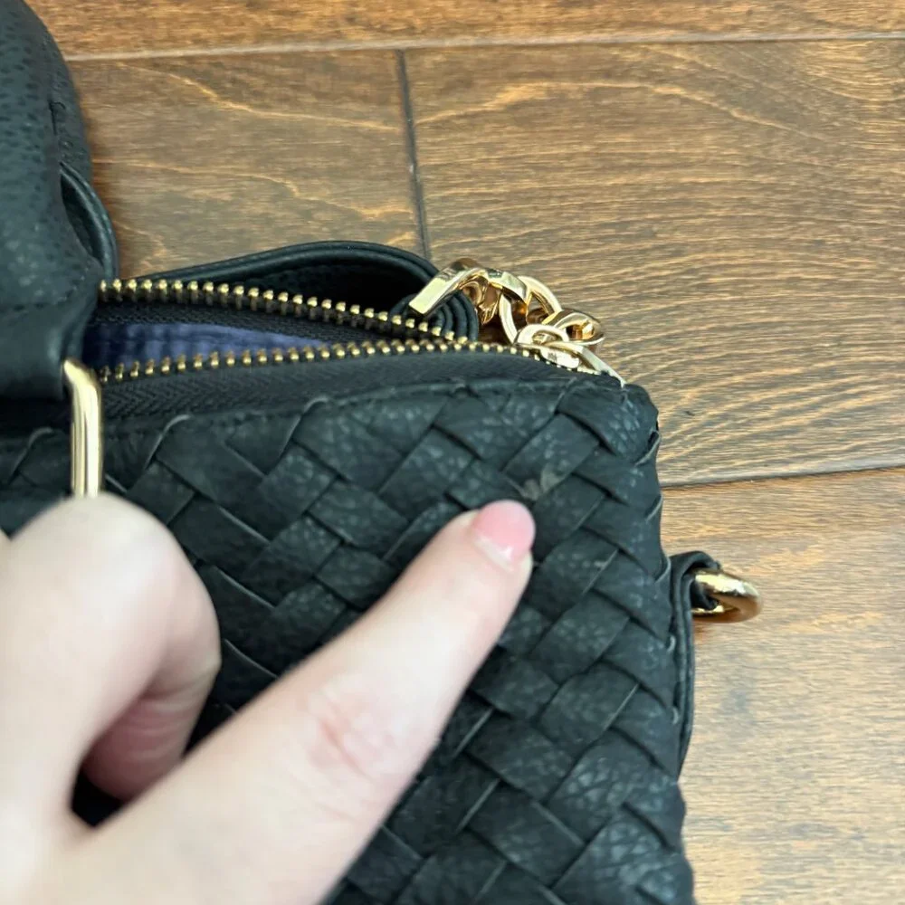 Deux Lux Varick Satchel Black Faux Leather Handbag